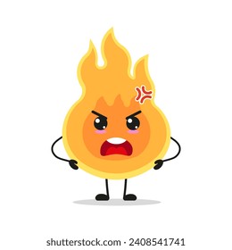 Cute furious fire character. Temperament flame cartoon emoticon in flat style. closet vector illustration