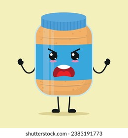 Cute furious peanut butter cartoon. Temperament food cartoon emoticon in flat style. closet vector illustration