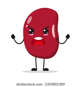 Cute furious red bean character. Temperament bean cartoon emoticon in flat style. red bean emoji vector illustration