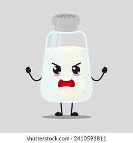 Cute furious salt character. Temperament ingredient cartoon emoticon in flat style. closet vector illustration