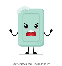 Cute furious soap character. Temperament bath cartoon emoticon in flat style. closet vector illustration