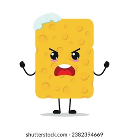 Cute furious sponge character. Temperament wash cartoon emoticon in flat style. closet vector illustration