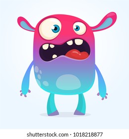 Cute furry blue monster. Vector bigfoot or troll character mascot. Design for children book, holiday decoration, stickers or print