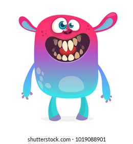 Cute furry blue monster. Vector bigfoot or troll character mascot. Design for children book, holiday decoration, stickers or print