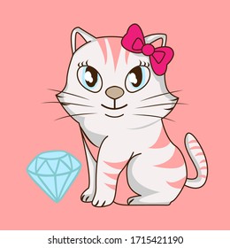 Cute furry cat sitting alone