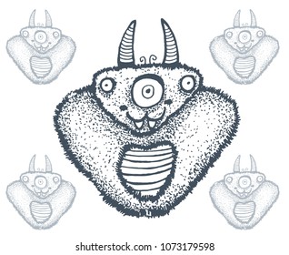 Cute furry monster isolated on the white background