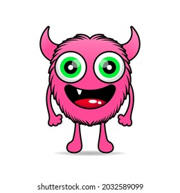 cute furry monster pink design mascot kawaii