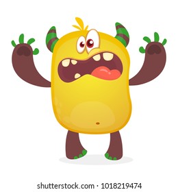 Cute furry orange monster. Vector troll character. Design for children book, holiday decoration, stickers or print