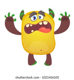 Cute furry orange monster. Vector troll character. Design for children book, holiday decoration, stickers or print