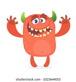 Cute furry red monster. Vector troll character. Design for children book, holiday decoration, stickers or print