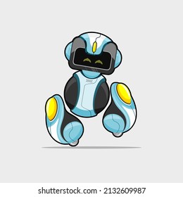 linda ilustración futura de robots en combinación de colores azul y amarillo