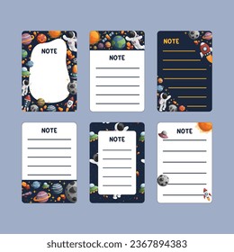 Cute Galaxy Illustration with Note Template