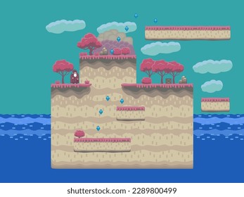 Cute game assets for you fantasy platformer.
Includes: 
-background and background objects, 
-character
-platforms (separated blocks)
Every element is separated and can be moved and built as you wish
