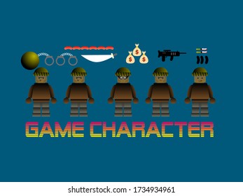 cute game character design with accesories for mini game