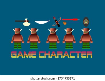 cute game character design with accesories for mini game