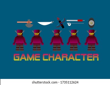 cute game character design with accesories for mini game