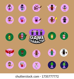 cute game character design with accesories for mini game