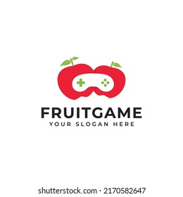 Cute Game Logo Concept With Combination of Joystick and Apple Suitable for Fruit Theme Games