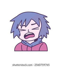 Cute Gamer Boy Cartoon Character with Angry Screaming Expression