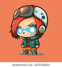 cute gamer chibi style vector art illustration