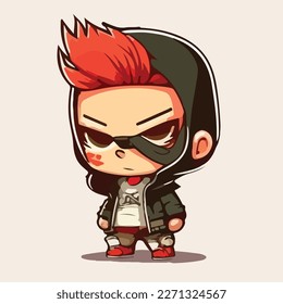 cute gamer chibi style vector art illustration