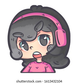 Cute Gamer Girl Avatar with Headset