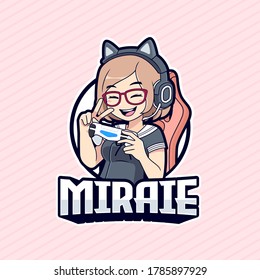 Cute gamer girl esport streamer logo mascot