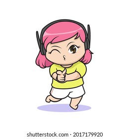 Cute gamer girl illustration design