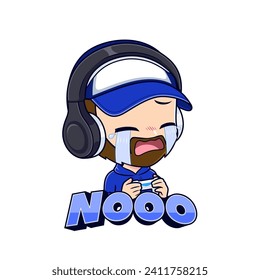 Cute gamer guys crying sad mascot logo gaming sticker