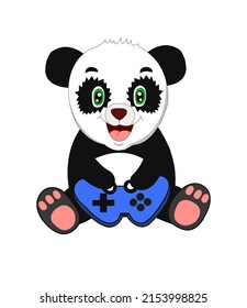 Cute Gamer Panda Vector Illustration