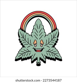 cute ganja cartoon vector design