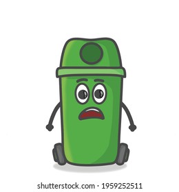 Cute Garbage Can Character Flat Cartoon Emoticon Vector Template Design Illustration