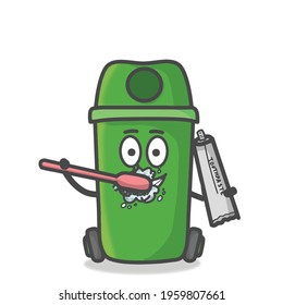 Cute Garbage Can Character Flat Cartoon Emoticon Vector Template Design Illustration