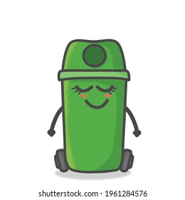 Cute Garbage Can Character Flat Cartoon Emoticon Vector Template Design Illustration