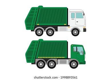 cute garbage truck, simple vector illustration