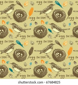 cute garden bird with eggs
