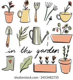 colección de jardín lindo, Ilustración vectorial