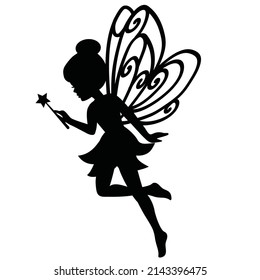 Cute Garden Fairy Silhouette Vector Cartoon Stock Vector (Royalty Free ...