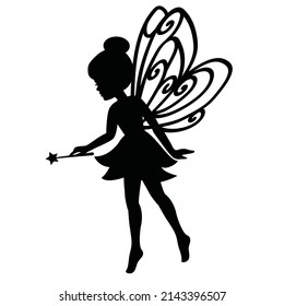 Cute Garden Fairy Silhouette Vector Cartoon Stock Vector (Royalty Free ...