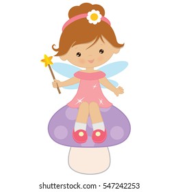 Cute garden fairy vector cartoon illustration