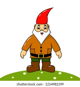 Cute,  garden gnome. Ceramic character, children's illustration, vector.