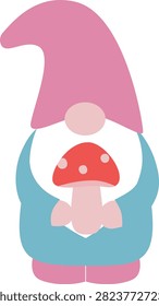 Cute garden gnome holding