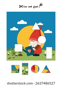 Cute Garden Gnome Shape Matching Activity
