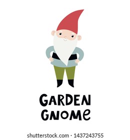 Cute garden gnome. Vector illustration.