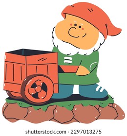 Cute Gartengnome mit Kürbis-Vektorgrafik-Charakter einzeln auf weißem Hintergrund.