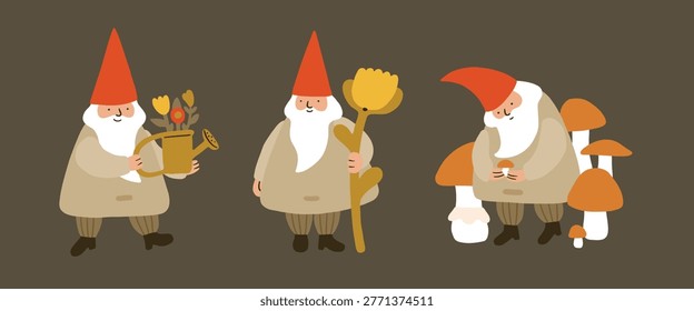 Cute garden gnomes in