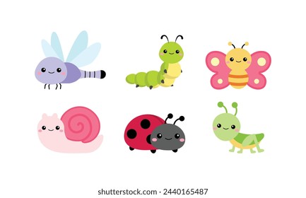 Cute garden insect clipart collection