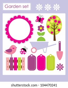 cute garden set. vector illustration