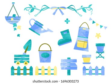 cute gardening decoration collection, blue