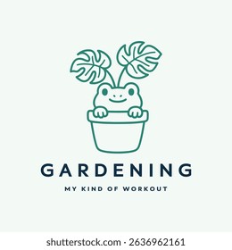 Cute gardening frog minimal t shirt design